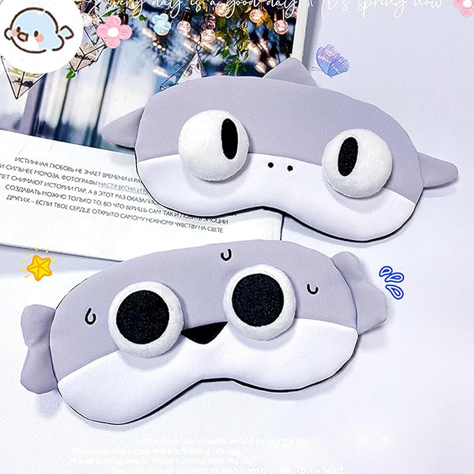 PERFECTSIGHT Fish Sleep Eye Masks, Cute Plush Sleep Eye Cover Lightweight Adjustable Eyeshade Faux Fur Mask Cover for Women Men Kids Sleep Travel Nap, Big Eye Girl, Sacabam-Velvo Beauty