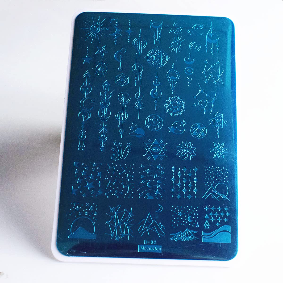 Starry Star Moon Design Stamping Plates Nail Art Kit 2pcs Galaxy Night Sky Large Nail Stamp Plates Templates Space Planet Nail Stamper Plate Heart Sun Geometry Printing Stencils Reusable Tools-Velvo Beauty