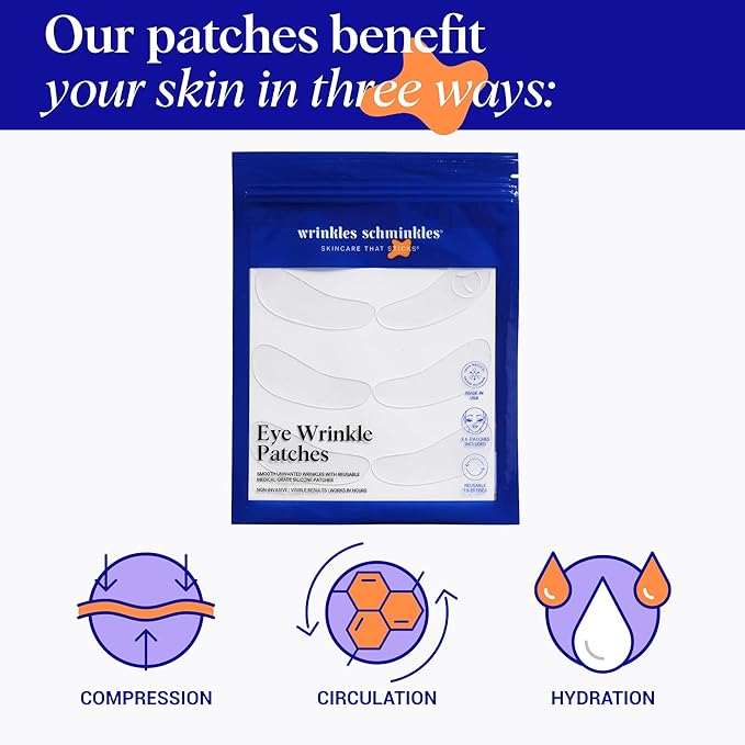 Wrinkles Schminkles Under Eye Patches - Rejuvenate Wrinkles with Medical Grade Silicone Reusable Anti-Wrinkle Patches for Under Eye Treatment, Banish Dark Circles (3 Pairs)-Velvo Beauty