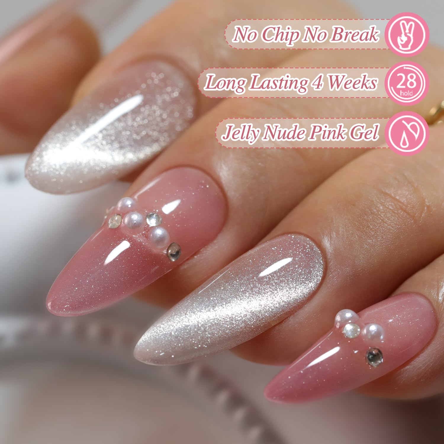 Double Rhythm 6 Colors Cat Eye Gel Polish Set Shimmer Glitter with Magnet Holographic Reflective Magnetic UV Nail Art Kit (6-Kit 14)-Velvo Beauty