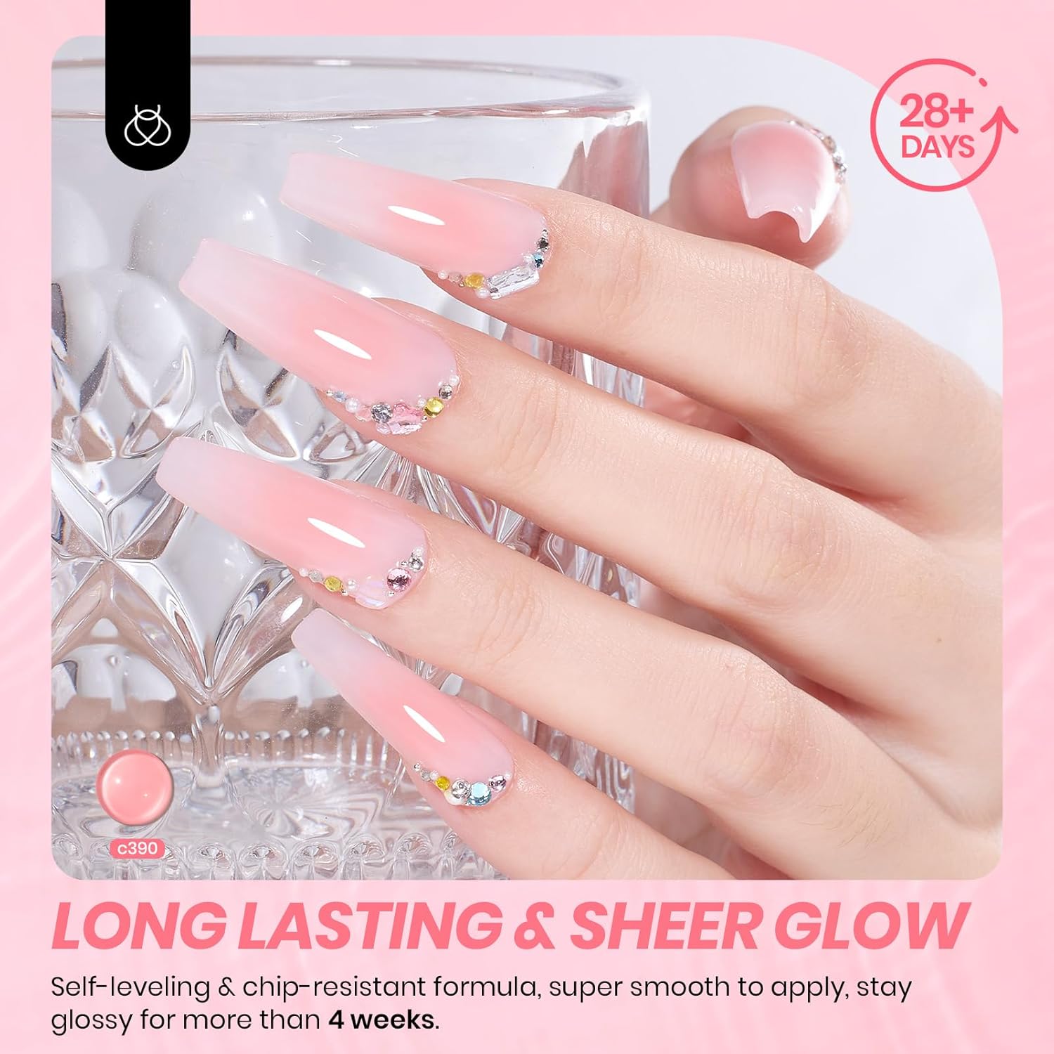 Beetles Nude Pink Gel Nail Polish - 15ml Nude Color Jelly Pink Gel Polish Sheer Translucent Effect Nail Concealer Soak Off UV LED Nail Lamp French Nail Art Gifts for Women Girls-Velvo Beauty