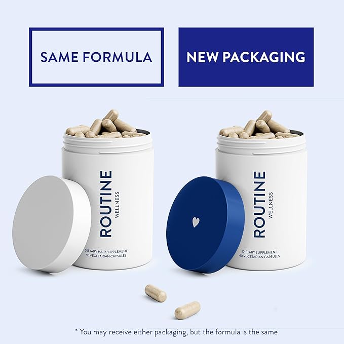 Routine Wellness Hair Growth Supplement - Clinically Proven for Thicker, Fuller Hair - Reduces Wrinkles, Fine Lines - Gluten Free, Ideal for Women & Men with Thinning Hair - 1 Bottle, 30 Day Supply-Velvo Beauty