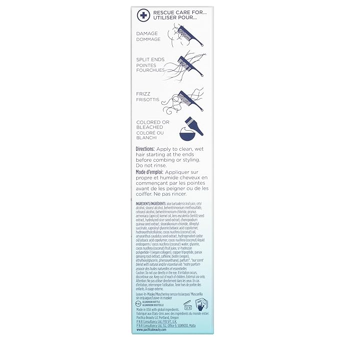 PACIFICA Beauty, Coco Bond Damage Care Leave-In Repair Mask Treatment, Dry & Damaged Hair from Bleach, Color, Chemical Services, Chlorine, & Heat, Coconut, Vegan-Velvo Beauty