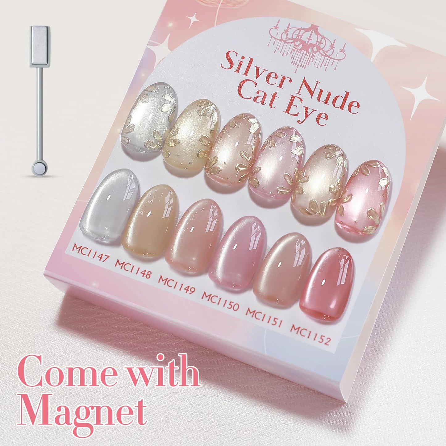 Double Rhythm 6 Colors Cat Eye Gel Polish Set Shimmer Glitter with Magnet Holographic Reflective Magnetic UV Nail Art Kit (6-Kit-46)-Velvo Beauty