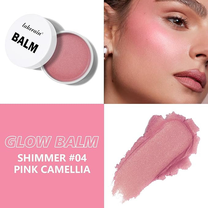 KYDA Miracle Glow Balm, Glow Tinted Blush Balm, Multiuse Face Balm for Cheek Lips Eyes, Hydrating Cream Blush, Blendable Lightweight, Shimmer Blusher, Pink Camellia, 1.76 oz-Velvo Beauty