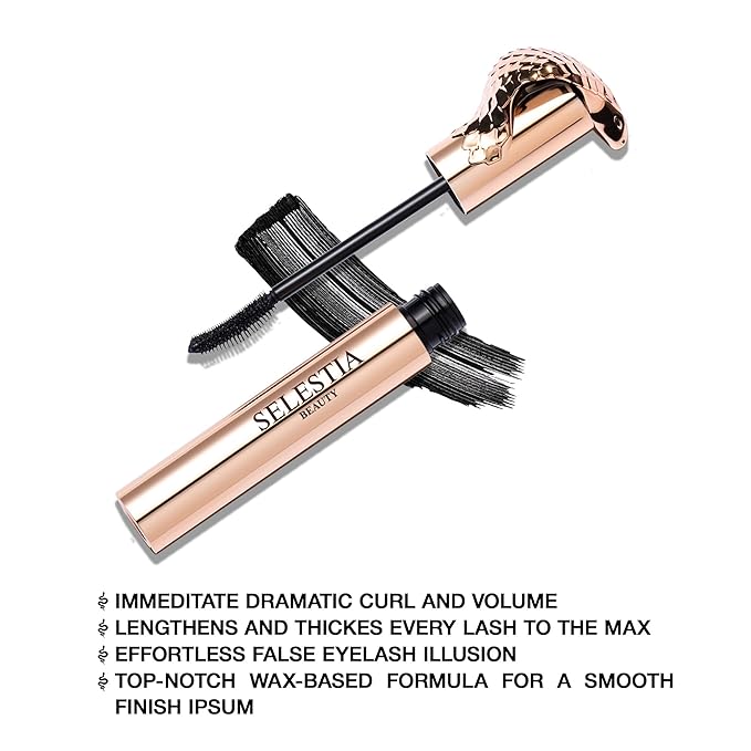 Black Mascara Queen Cobra – Volumizing, Curling, Lengthening – Soft Brush for Smooth Application – Long-Lasting & Weather-Proof – 0.34 fl.oz. - Made in Italy-Velvo Beauty