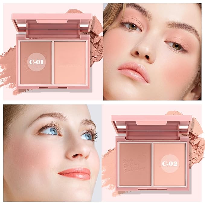 Boobeen Highlighter Contour Makeup Palette Face Matte Bronzer Powder, Compact Contouring Blush for Cheeks, Natural Long Lasting with Brush-Velvo Beauty