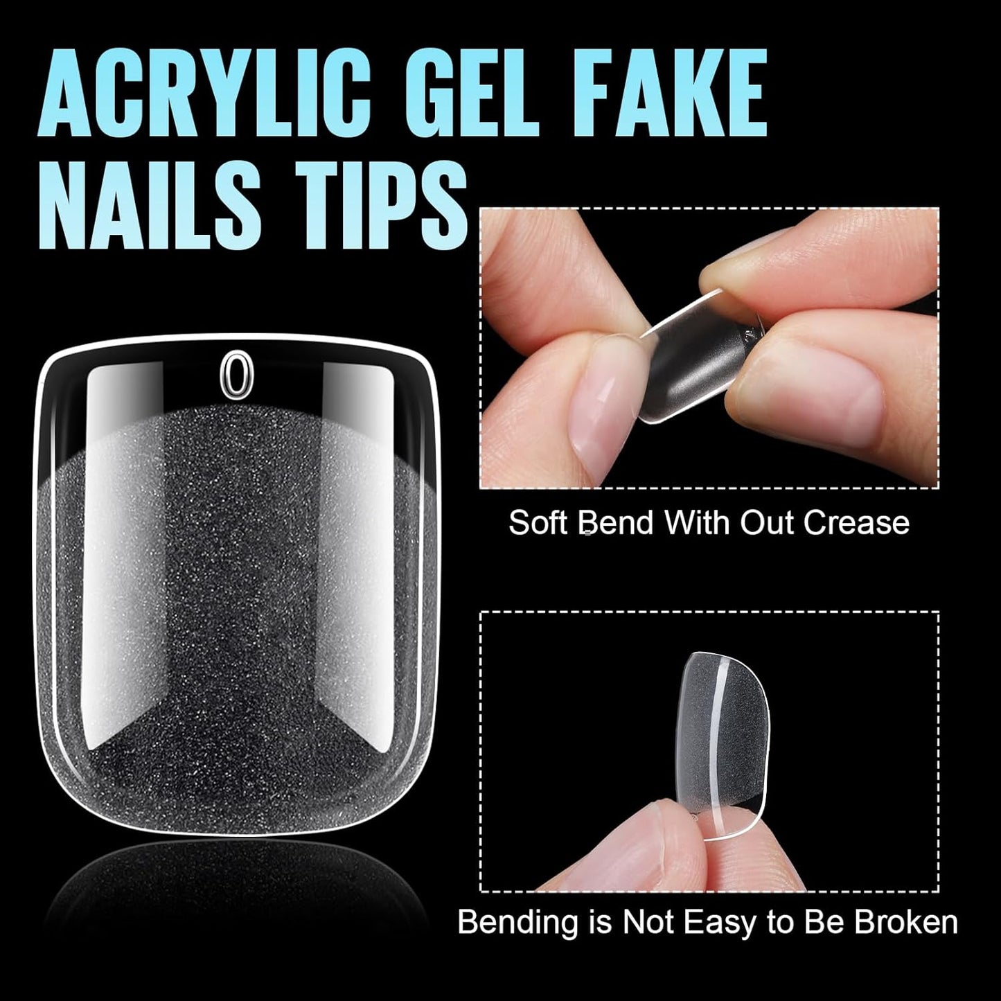 TOMICCA Short Nail Tips Extra Short Square Nail Tips, 192Pcs Fake Nails 12 Sizes Acrylic Clear Nails for Beginner and Professional DIY Gel Nails Salon-Velvo Beauty