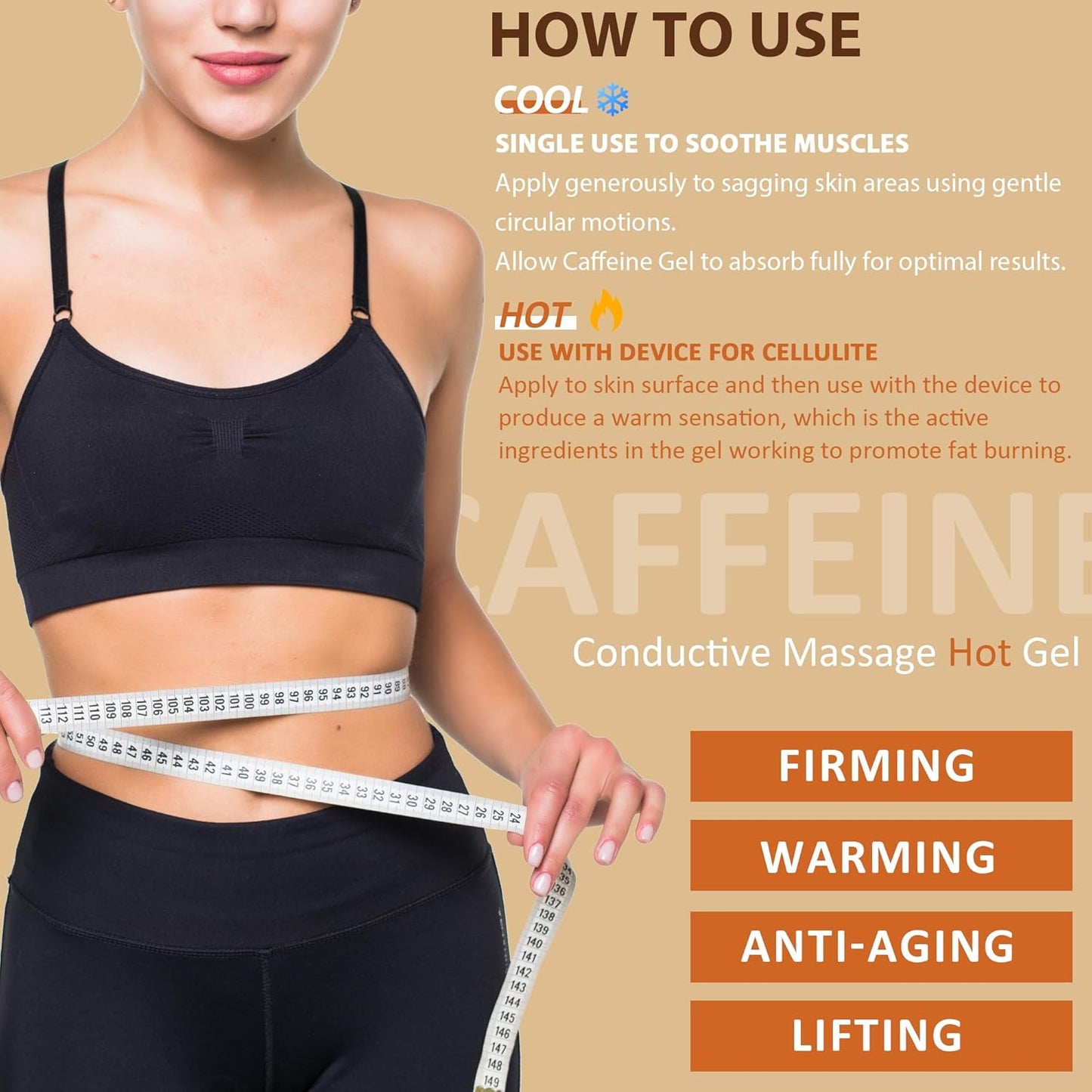 Hot Caffeine Conductive Gel for Body Sculpting Machine, Massage Gel for Body Slimming, Skin Firming & Lifting, Tighten Arms, Tummy, Butt, Thighs for Women and Men, with Capsicum Resin Help Fat Burning-Velvo Beauty