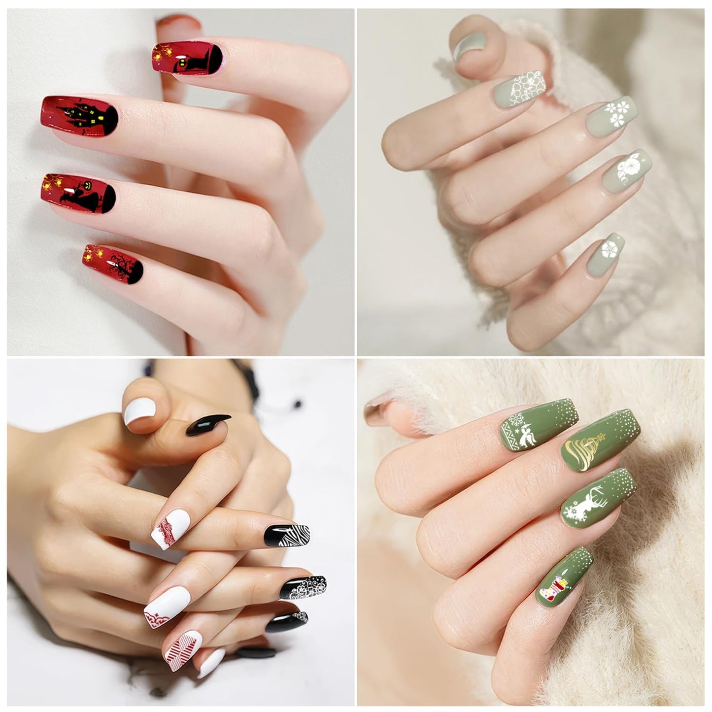 Biutee Nail Stamper Kit 15pcs Nail Art Stamp Plate 8pcs Stamp Gel Polish 1pcs Nail Stamper Scraper Set with Storage Bag, Nail Stamp Template Kit Flower Lace Animal Star Halloween Christmas Design-Velvo Beauty