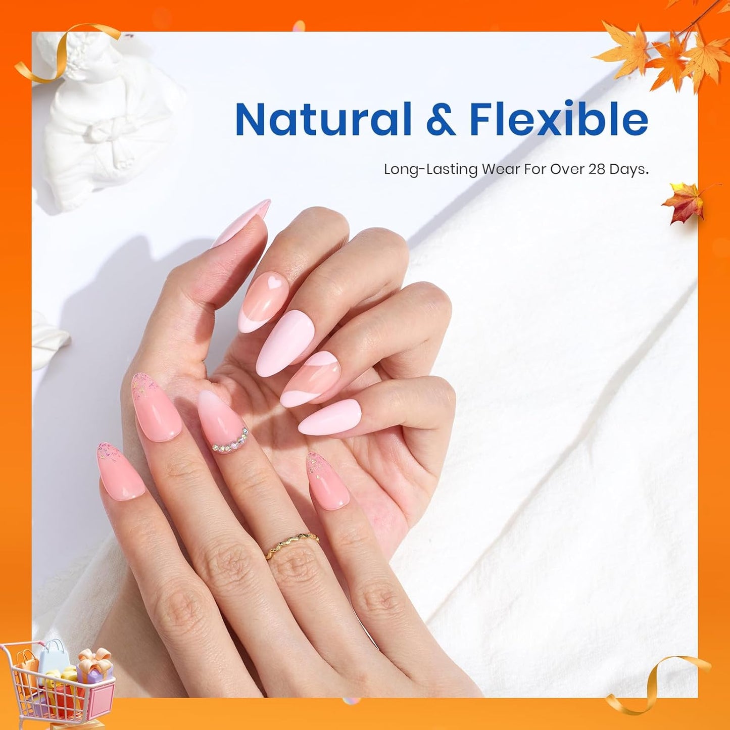 Beetles Gel Nail Extension Kit Almond Shape, Easy 9 in 1 Glue Uv Led Set Etch X Nail Tips Short Almond Half Matte Tips, Gift for Women & Girls, 504 pcs-Velvo Beauty