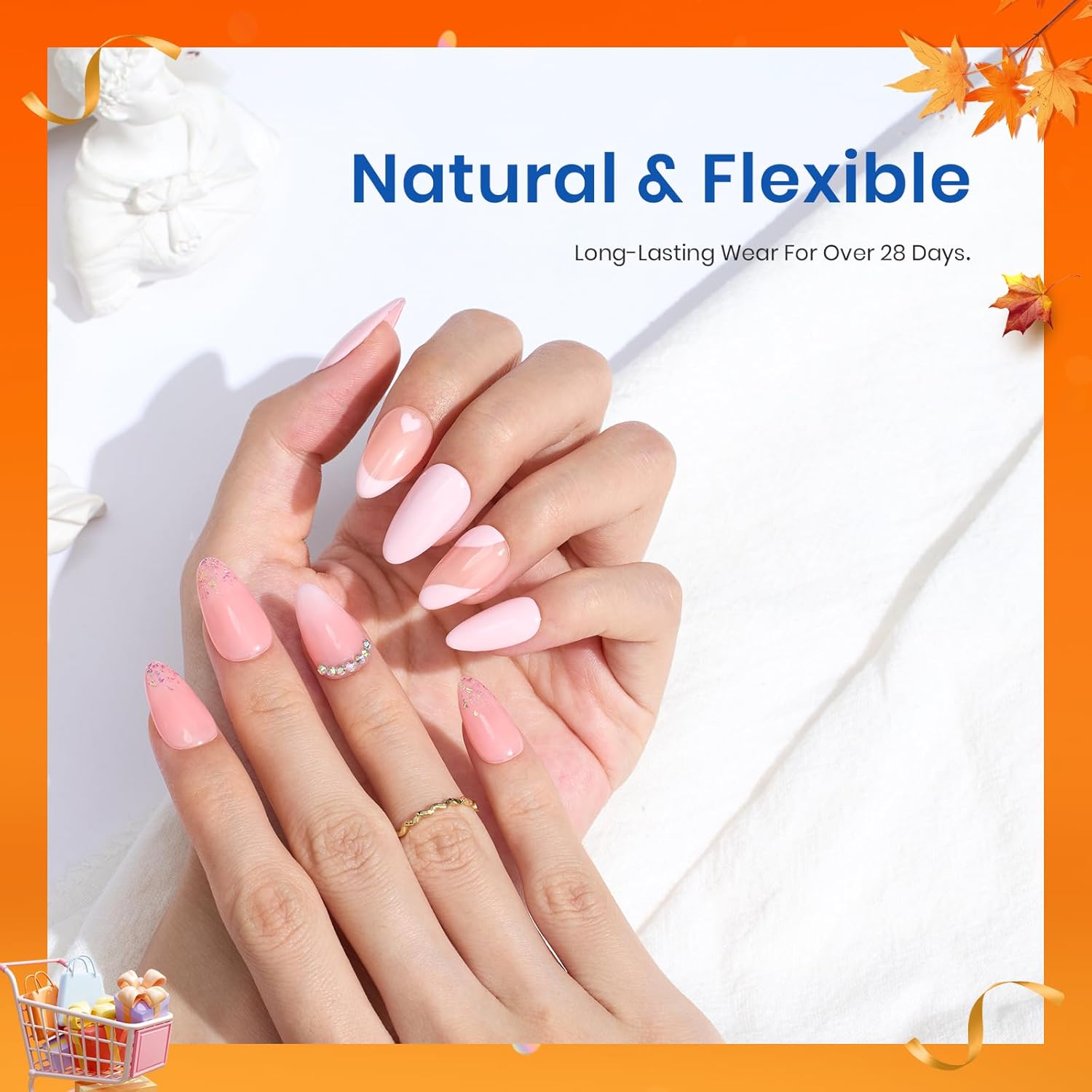 Beetles Gel Nail Extension Kit Almond Shape, Easy 9 in 1 Glue Uv Led Set Etch X Nail Tips Short Almond Half Matte Tips, Gift for Women & Girls, 504 pcs-Velvo Beauty