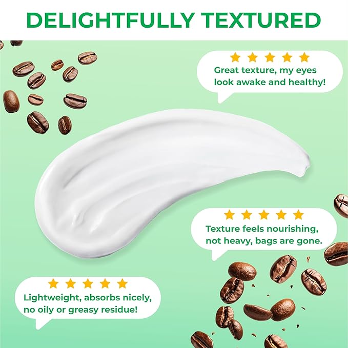 EyeGLO Caffeine Eye Cream for Dark Circles, Eye Bags, and Puffiness | Under Eye Treatment for Women with Peptides, Antioxidants, Hyaluronic Acid | Natural Brightening Eye Cream - 1 Oz-Velvo Beauty