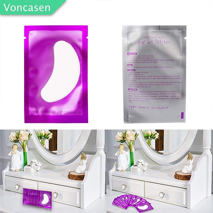 150 Pairs Set, Under Eye Pads, Comfy and Cool Under Eye Patches Gel Pad for Eyelash Extensions Eye Mask Beauty Tool (Purple)-Velvo Beauty