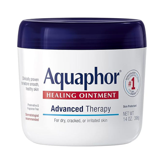Aquaphor Healing Ointment, Advanced Therapy Skin Protectant, Multi-Purpose Healing Ointment and Body Moisturizer, For Dry, Cracked Skin, Minor Cuts and Burns, 14 Oz Jar-Velvo Beauty