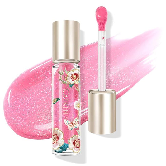 Catkin Lip Plumper Gloss, Tinted Lip Serum with Hyaluronic Acid & Jojoba Oil, Non-sticky Volumizing Hydrating Formula for a High Shine Maximum 3D Look, Plump & Soft Lips 0.12 Fl Oz - C02 Rose Diamond-Velvo Beauty