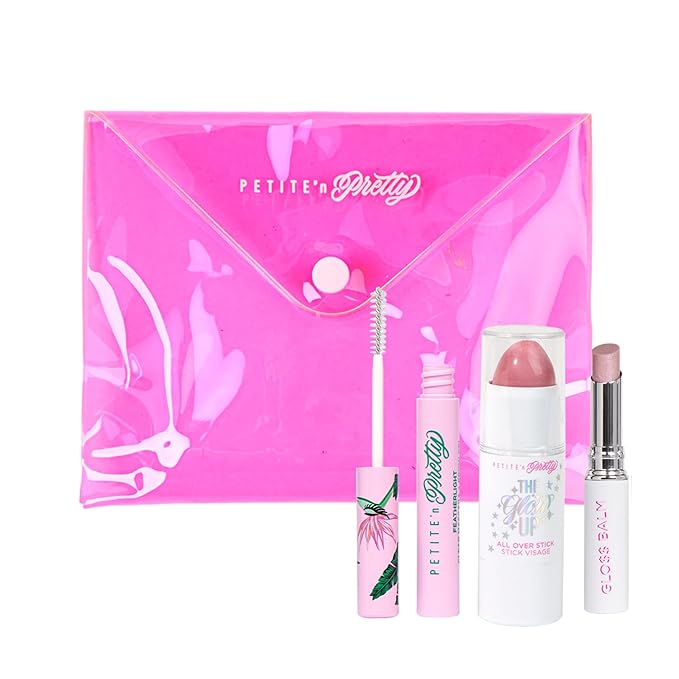 Petite 'n Pretty Makeup Set for Kids (Dream in Pink) - Makeup for Tweens & Teens - Featherlight Clear Mascara and Brow Gel, Multi Stick for Eyes & Cheeks, Lip Balm, Made in the USA-Velvo Beauty