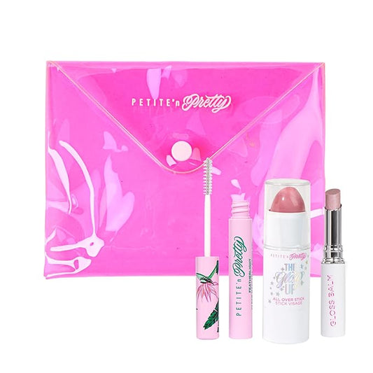 Petite 'n Pretty Makeup Set for Kids (Dream in Pink) - Makeup for Tweens & Teens - Featherlight Clear Mascara and Brow Gel, Multi Stick for Eyes & Cheeks, Lip Balm, Made in the USA-Velvo Beauty