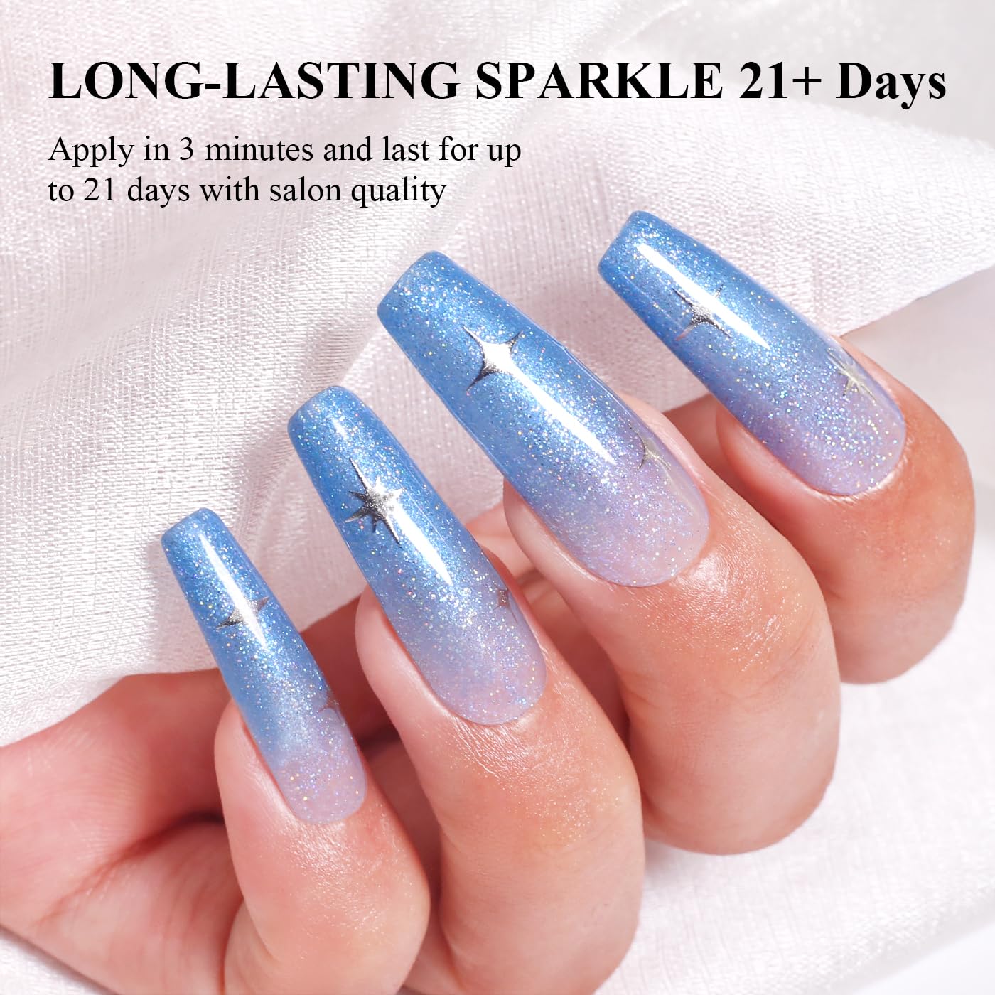 Imtiti Glitter Gel Nail Polish, Bright Blue Glitter Nail Gel Polish Diamond Shimmer Sparkle Soak Off UV LED Spring Summer Manicure 10ML-Velvo Beauty
