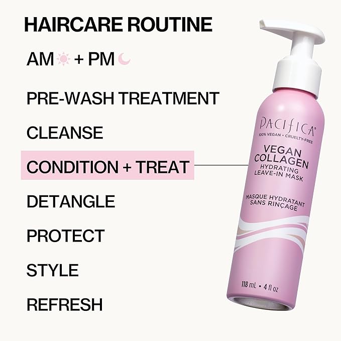 Pacifica Vegan Collagen Leave-In Repair Hair Mask – Leave-In Conditioner Treatment for Dry Damaged Hair, Hydrating Hair Repair Mask to Strengthen, Reduce Breakage & Split Ends Vegan & Cruelty-Free 4oz-Velvo Beauty
