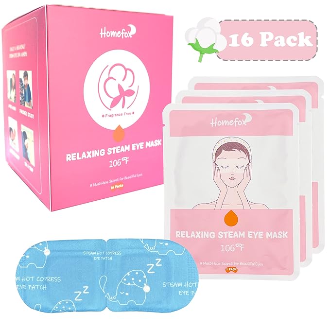 16 Pack Steam Eye Mask for Dry Eye Care - Bulk Disposable Heating Eye Mask for Dark Circles and Puffiness Relief Soothing Moisturizing Warm Eyes Care Pads Relax Therapy, Fragrance Free-Velvo Beauty