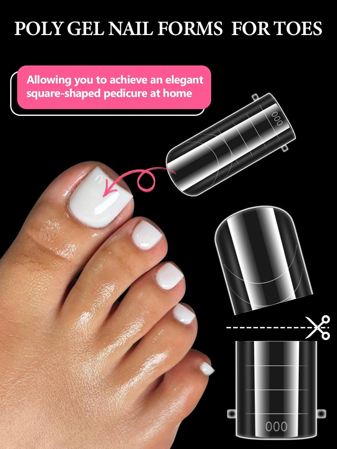 Poly Gel Toe Nail Form Set, EBANKU Reusable Toenails Dual Forms for Nail Extensions, Poly Gel Toe Nail Tips Pre-designed French Line Salon Home DIY Nail Art Supplies - 15 Sizes 150PCS-Velvo Beauty