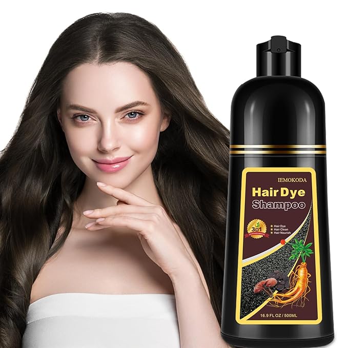 Natural Black Tea Hair Dye Shampoo 3-in-1, 100% Gray Hair Coverage in Minutes, Hair Instant Dye Shampoo for Women Men, Plant Based Hair Color Shampoo with Conditioner, Champu Con Tinte Para Canas-Velvo Beauty