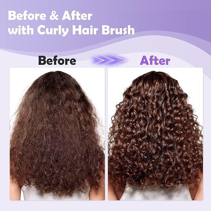 Curl Defining Brush, Curly Hair Brush Defining with Side Gear for Combing, Shaping, and Styling Curly Hair, Lightweight Candy Brush Suitable for All Wet or Dry Hair Types for Women and Men (Purple)-Velvo Beauty