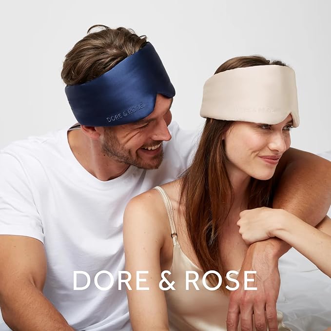 Dore & Rose Deep Sleep Mask Light Blocking, 23 Momme Mulberry Silk Eye Mask, Ultra Soft, Adjustable - Travel Sleeping Mask for Men & Women - Champagne-Velvo Beauty