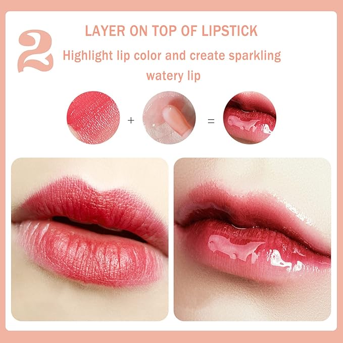 Lip Oil Hydrating Tinted Lip Balm, Plump Lip Gloss Lip Care Transparent Toot Lip Oil Tinted, Glass Lip Glow Oil Fresh Texture & Non-sticky, Nourishing Repairing Lightening Lip Lines Lip Care (001#)-Velvo Beauty