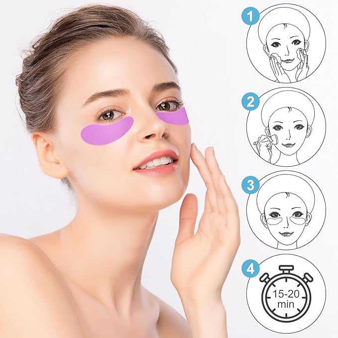 5 Pairs Under Eye Patches - Silicone Reusable Eye Patches Reduce Wrinkles and Fine Lines, Pair With Metal Eye Cream Applicator, Under Eye Mask for Skin Care Effect to Reduce Wrinkles Fine Lines-Velvo Beauty