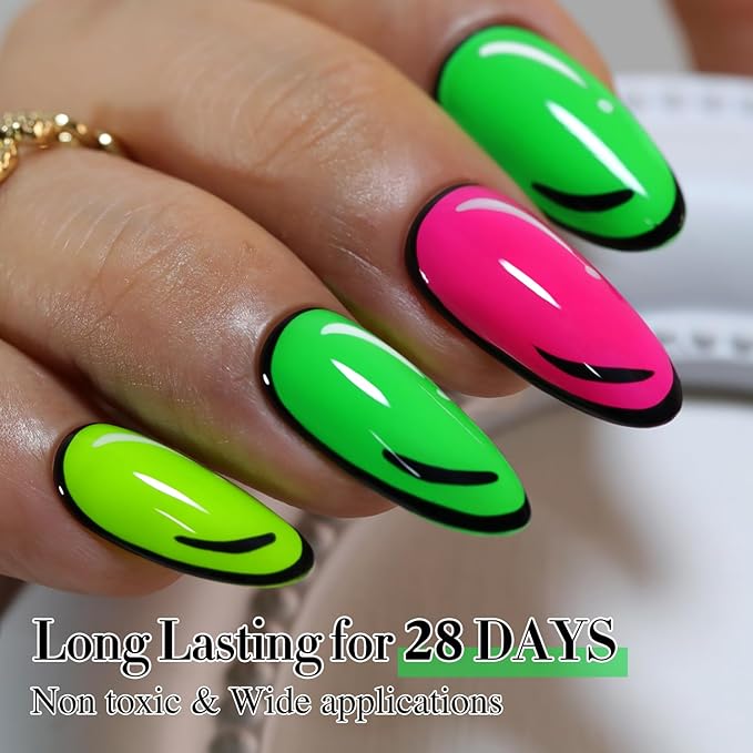 Double Rhythm Translucent Gel Polish Sheer Neutral Natural Light Milky Same Color Same Bottle 15ML Jelly UV Nail Polish Nail Art DIY at Home (Neon Glow Green-A1421)-Velvo Beauty