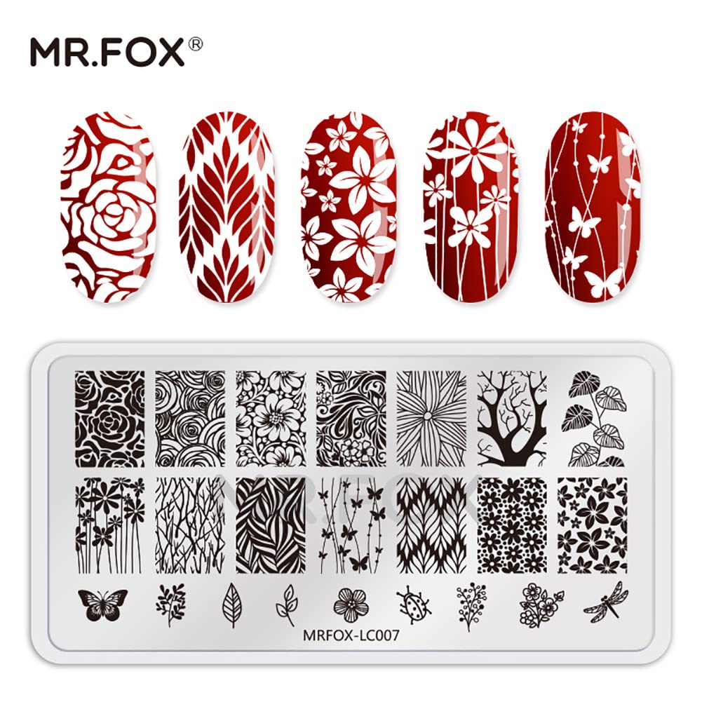 MR.FOX Nail Stamping Plate Set, 5Pcs Nail Art Stamp Kit Templates for Women with Plenty of Images-Velvo Beauty