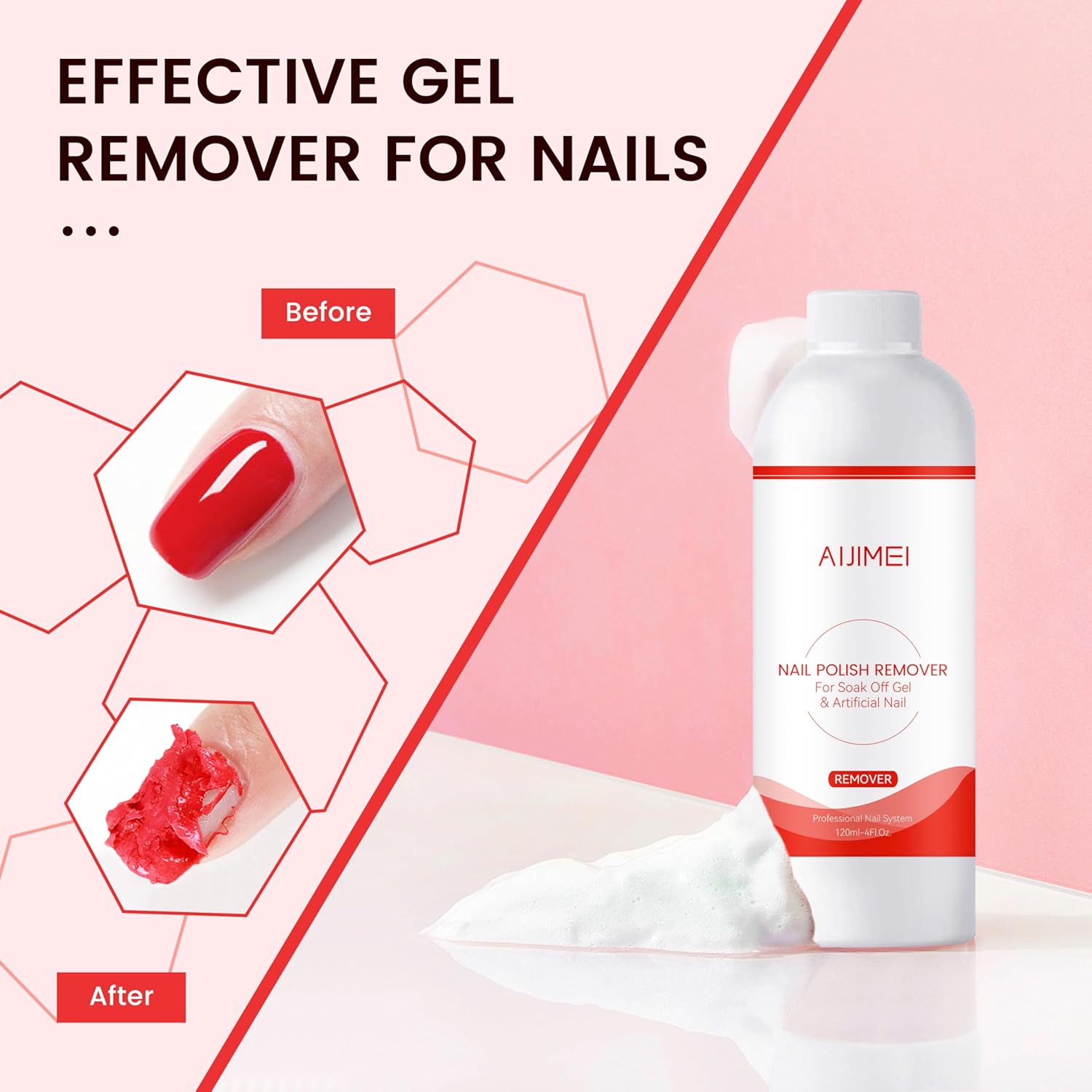 AIJIMEI Nail Polish Remover Kit, 4 Fl Oz Nail Polish Remover for Soak Off Gel Nail Polish Acrylic Nails Dipping powder Remover for Home DIY or Nail Salon-Velvo Beauty