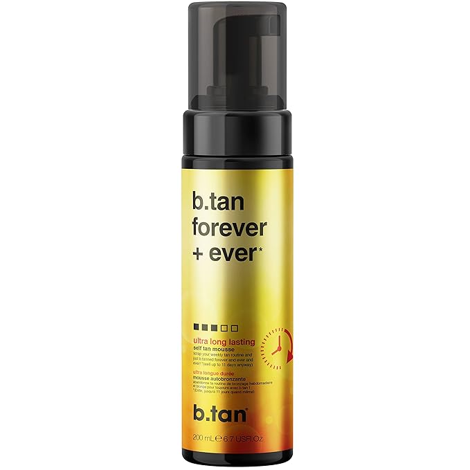 b.tan Ultra Long Lasting Self Tanner Mousse | Forever & Ever - Lasts Up to 11 Days, Fast, 1 Hour Express Sunless Tanning Foam, No Fake Tan Smell, Dark Bronze Glow, Vegan, Cruelty Free, 6.7 Fl Oz-Velvo Beauty