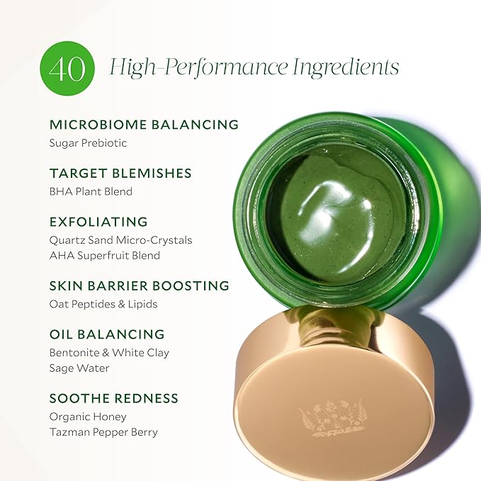 Tata Harper Clarifying Mask, BHA Face Mask for Blemishes, Exfoliating Face Mask with AHA's, Natural Skincare, 30ml-Velvo Beauty