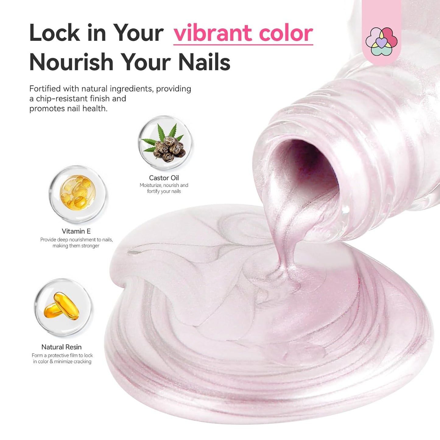 SAVILAND Color Artistry Pearl Pink Nail Polish: 7 Days Shimmer Aurora Finish Fingernail Polish Quick Dry Glitter Pink Fingernail Polish Regular Bulk Toe Nail Lacquer Non Gel DIY Home Women Manicure-Velvo Beauty