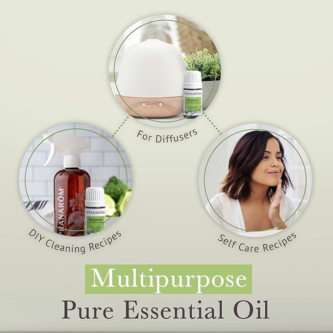 Pranarom USDA Certified Organic Bergamot Essential Oil (5ml), 100% Pure Undiluted Therapeutic Grade from Italy for Aromatherapy, Diffuser, Uplifting Scent, Immune Support, Relaxation, Sleep-Velvo Beauty