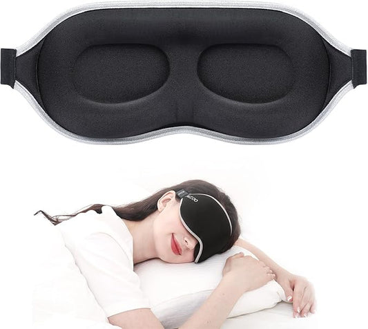 MZOO Luxury Sleep Mask for Back, Side Sleeper, Complete Light Blocking Sleeping Eye Mask Night Blindfold, 3D Zero Pressure & Spacious for Lash Extensions, Breathable Soft Eye Cover Flight Nap Travel-Velvo Beauty