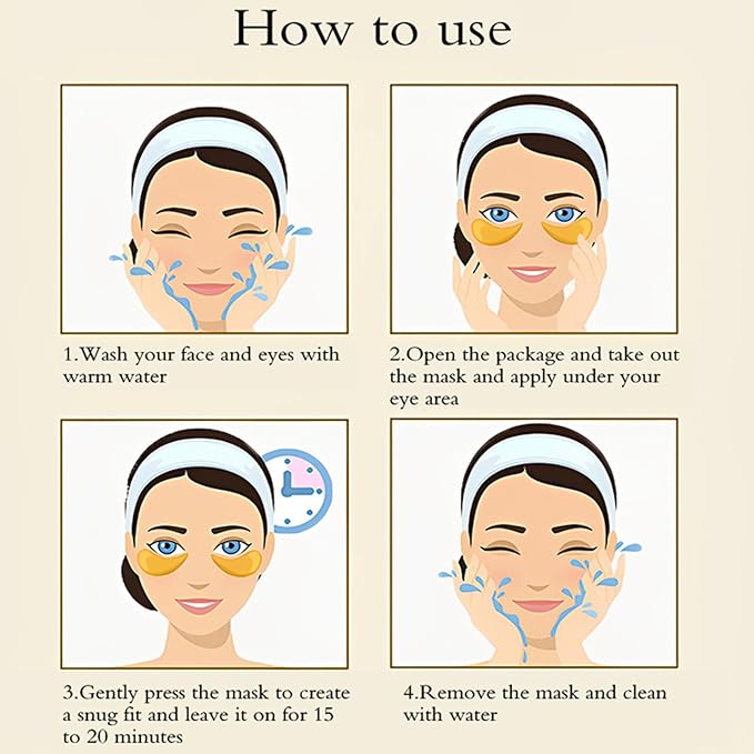 Under Eye Patches (30 Pairs) -24K Gold Eye Masks for Puffy Eyes and Dark Circles Collagen Skin Care Products,Smooth Fine Line, Nourish Skin, Gel Under Eye Patches for Women And Men-Velvo Beauty