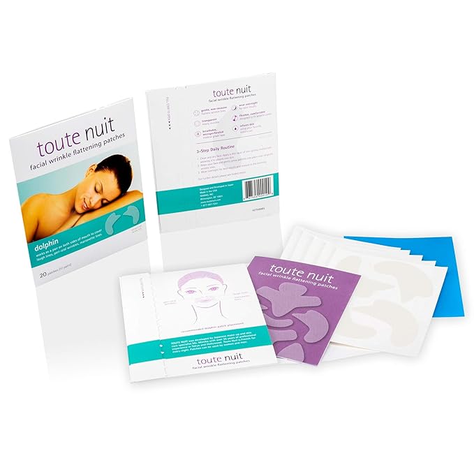 Toute Nuit Wrinkle Patches – Dolphin – Face Tape for Around the Mouth – Hypoallergenic Anti Wrinkle Patches – 20 Count, Made in USA-Velvo Beauty