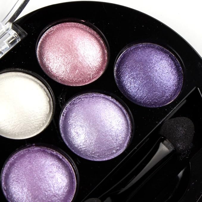 Mallofusa 5 Colors Eye Shadow Powder Metallic Shimmer Eyeshadow Palette (Amethyst Glam) 4.7oz-Velvo Beauty