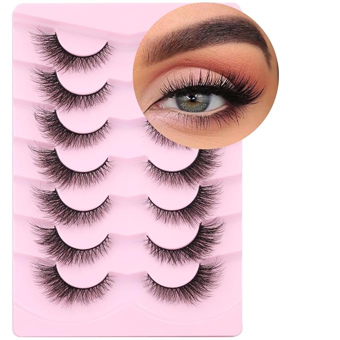 False Lashes Natural Look Faux Mink Eyelashes Wispy Fox Eye Lashes That Look Like Extensions 3D Mink Lashes Natural Strip Lashes Pack 7 Pairs-Velvo Beauty