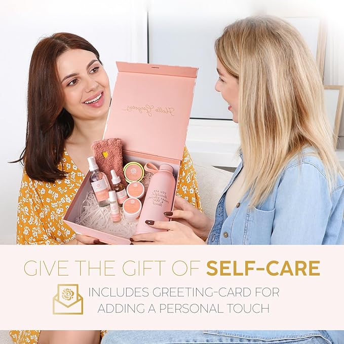 Luxury Spa Gift Basket for Women - Relaxing Self Care Kit with Body Scrub & Cream, Facial Mist, Scented Candle & More - Perfect Birthday Gift For Women - Box Set of 9 Pcs-Velvo Beauty