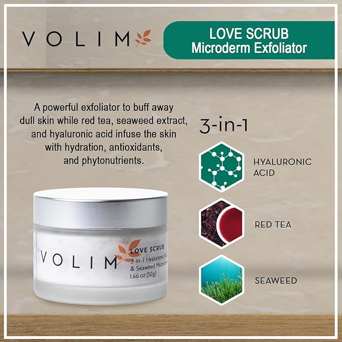 Love Scrub with Hyaluronic Acid Natural Face Exfoliator for Wrinkles, Acne, Fine Lines, Blackheads & Clogged Pores-Velvo Beauty