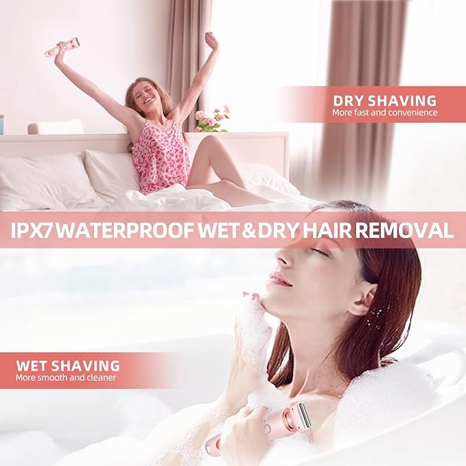 Womens Electric Shaver, 2 in 1 Razor for Women, Wet & Dry Electric Waterproof Razor with LED Display, Cordless Bikini Trimmer for Sensitive Skin, Painless Hair Removal-Velvo Beauty
