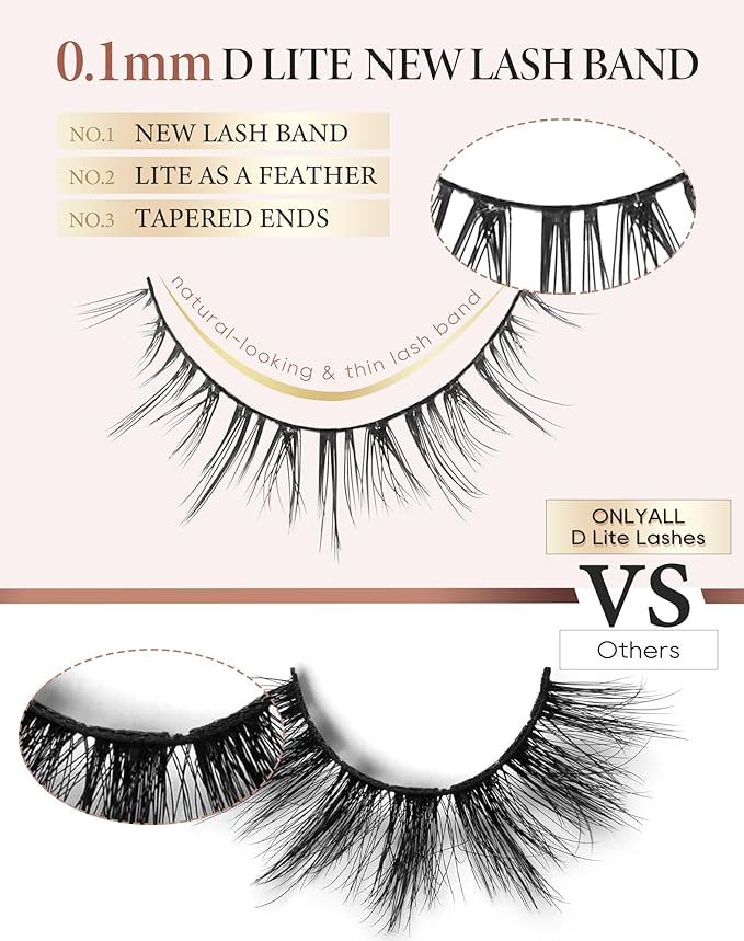 Onlyall Natural Lashes Short Eyelashes Wispy Lashes Natural Look Soft False Eyelashes False Eye Lashes Faux Mink Eyelashes 7 Pairs D2-Velvo Beauty