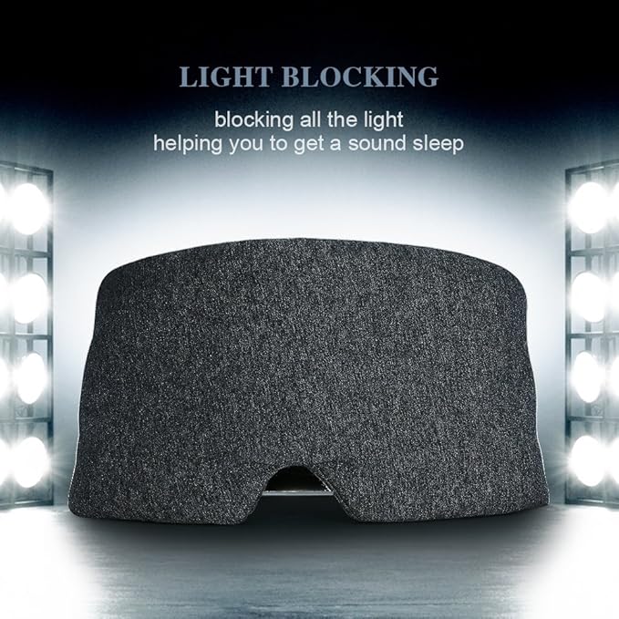 FRESHME Cotton Sleep Eye Mask for Women Men - 100% Blocking Light Travel Blindfold, Soft Zero Pressure Grey Eyes Cover with Adjustable Velcro Strap for Side Sleeper Night Sleeping, Work Nap and Yoga-Velvo Beauty