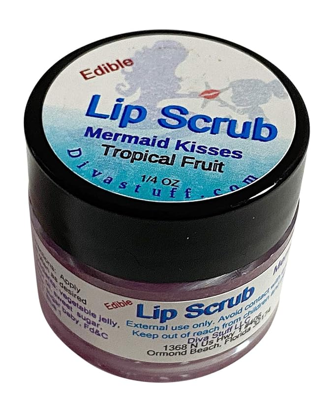 Diva Stuff Ultra Hydrating Lip Scrub for Soft Lips, Gentle Exfoliation, Moisturizer & Conditioner, ¼ oz - Made in the USA (Mermaid Kisses)-Velvo Beauty