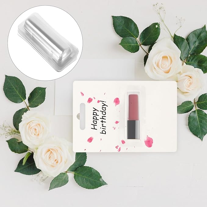 SEWACC 30pcs Clear Plastic Lip Balm Pouches Clear Lipstick Holder Money Card Holder Transparent Lip Balm Window Holder Plastic Domes for Lip Balm-Velvo Beauty